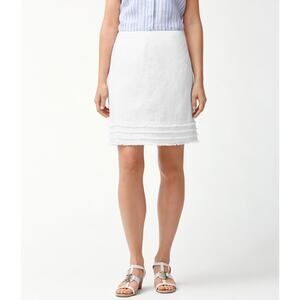 Tommy Bahama Two Palms White Fringed Linen Skirt Size 6